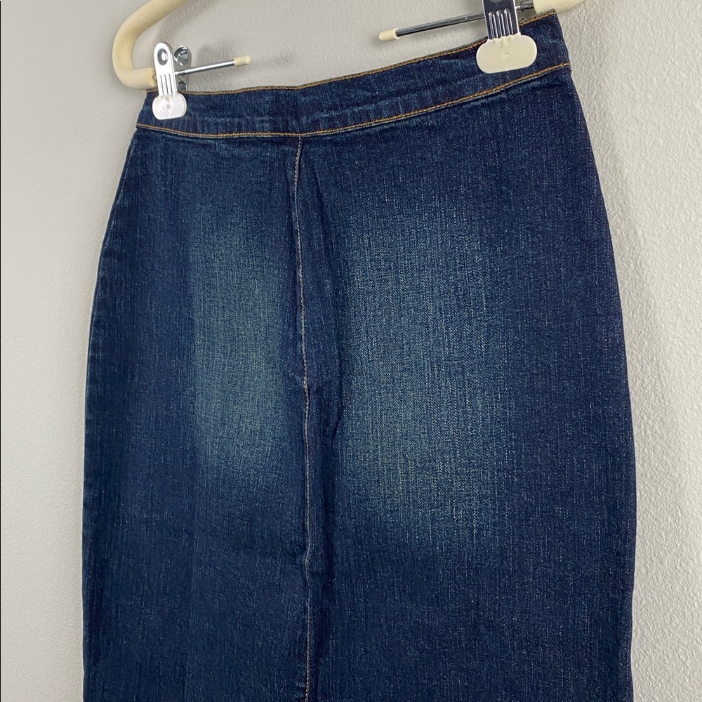 Windsor Stretch Denim Skirt | Back Slit | Dark Blue Wash - Picture 8 of 15